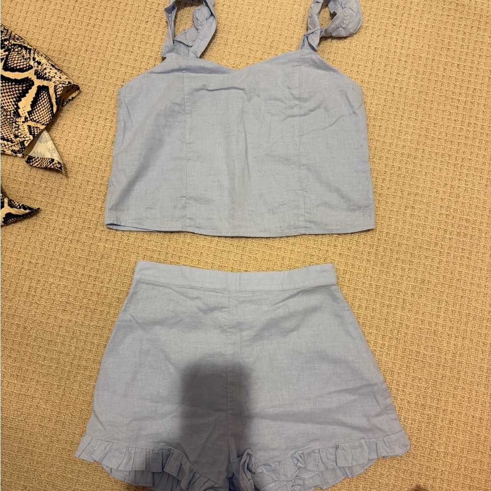 COPY - Sage the Label ruffled shorts and top set 
Size  S light blue